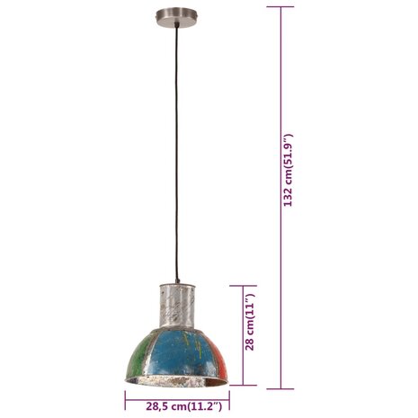 Hanglamp industrieel rond 25 W E27 28,5 cm meerkleurig