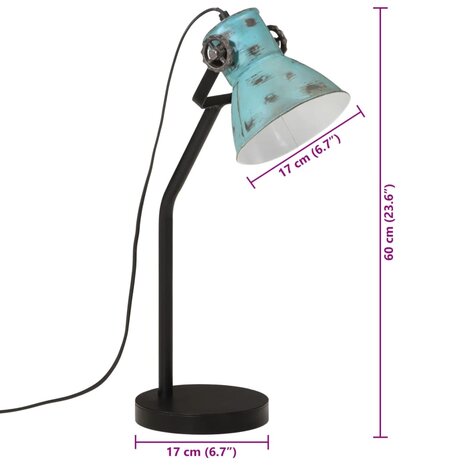 Bureaulamp 25 W E27 17x17x60 cm verweerd blauw