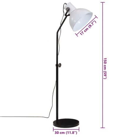 Vloerlamp 25 W E27 30x30x90-150 cm wit