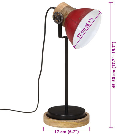 Bureaulamp 25 W E27 17x17x50 cm verweerd rood