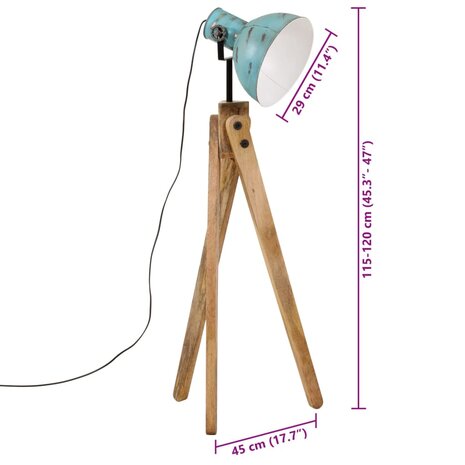 Vloerlamp 25 W E27 45x45x120 cm verweerd blauw