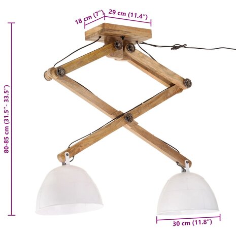 Plafondlamp 25 W E27 29x18x85 cm wit
