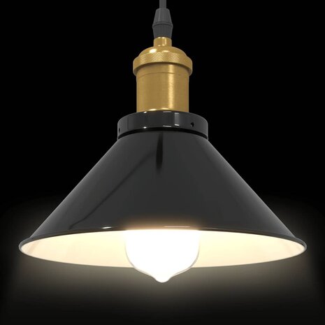 Hanglamp in hoogte verstelbaar E27 Ø22 cm metaal glanzend zwart