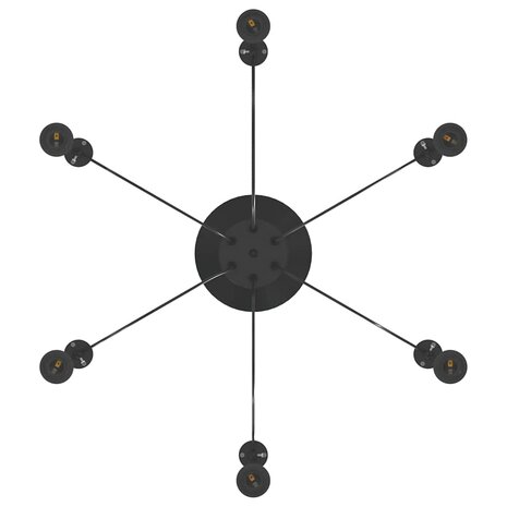 Hanglamp met 6 lamphouders E27 metaal zwart