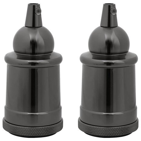 Lamphouders 2 st glanzend zwart E27
