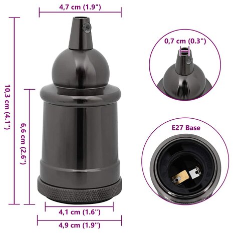 Lamphouders 2 st glanzend zwart E27