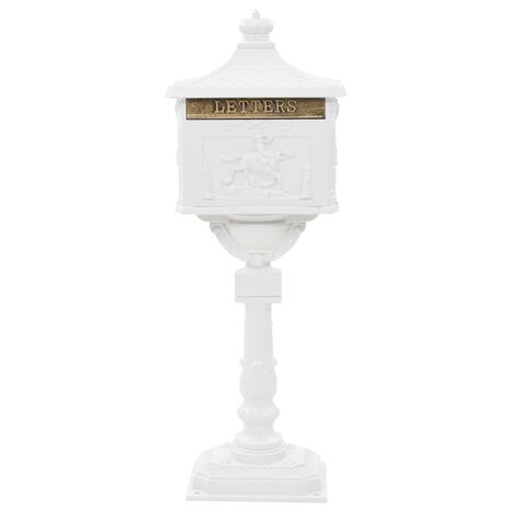 Staande brievenbus vintage stijl roestbestendig aluminium wit