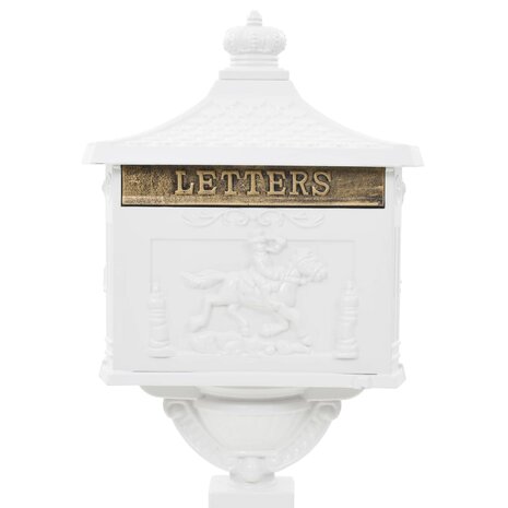Staande brievenbus vintage stijl roestbestendig aluminium wit