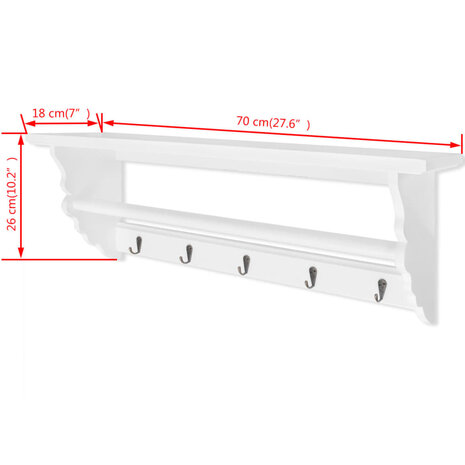 Kapstok barokstijl MDF wit