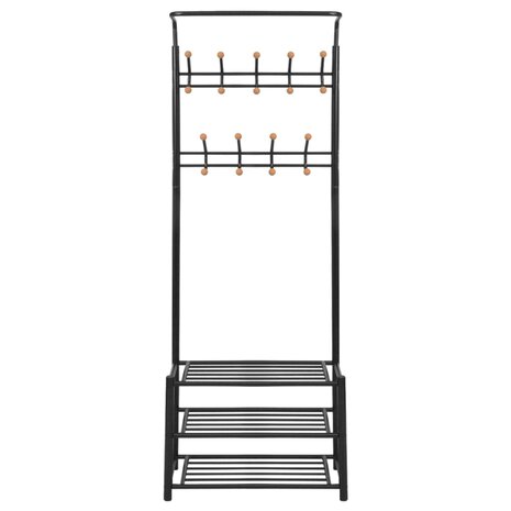 Kledingrek met schoenenopberger 68x32x182,5 cm zwart