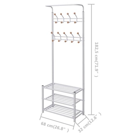 Kledingrek met schoenenopberger 68x32x182,5 cm wit