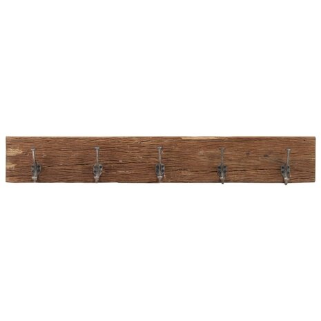 Wandkapstok met 5 haken 100x2,5x15 cm massief gerecycled hout