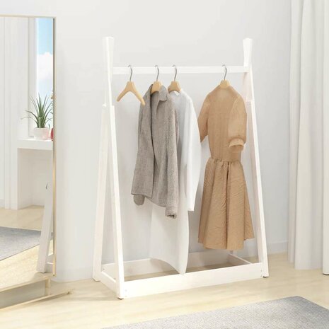 Kledingrek 100x45x150 cm massief grenenhout wit