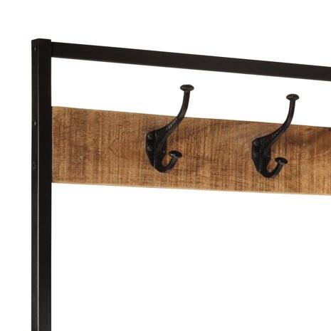 Kapstok 90x35x180 cm massief mangohout en ijzer