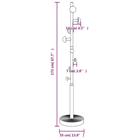 Kapstok 172 cm gepoedercoat ijzer wit