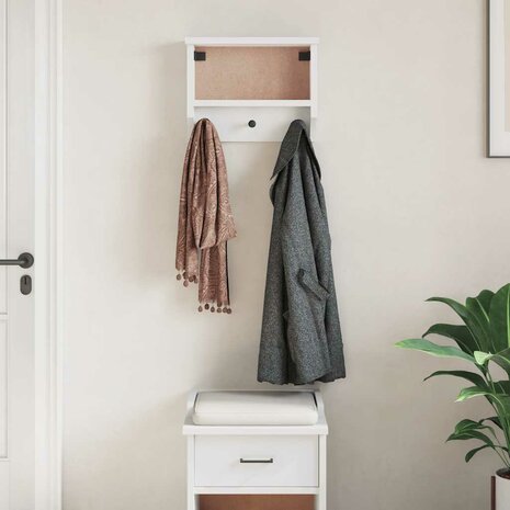 Wandkapstok SANDNES wit 45x12x35 cm massief grenenhout