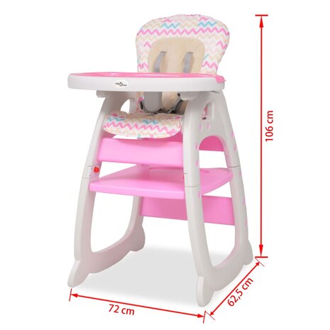 Kinderstoel met blad 3-in-1 verstelbaar roze