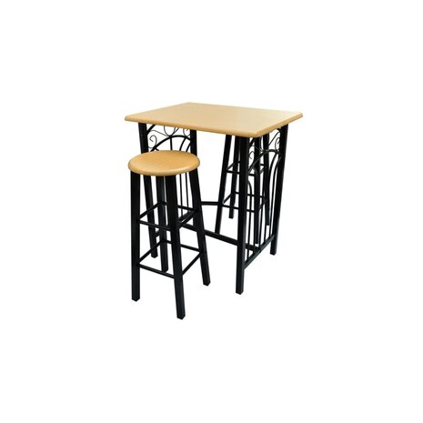 Eetset hout met zwart staal tan