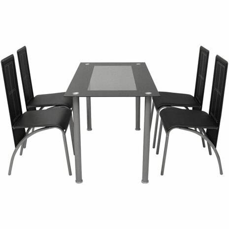 Eetkamerset 5-delig zwart