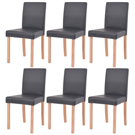 Eettafel met stoelen kunstleer en eikenhout zwart 7 st