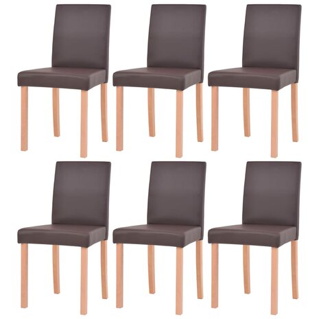 Eettafel met stoelen kunstleer en eikenhout bruin 7 st