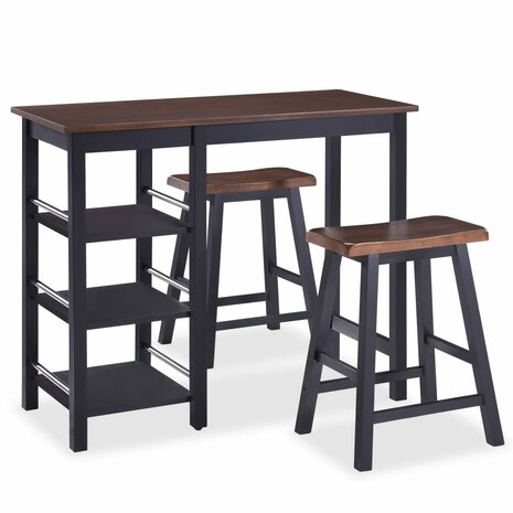 3-delige Barset MDF zwart