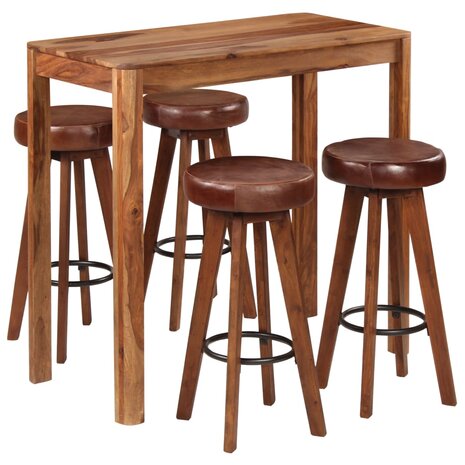 5-delige Barset 115x56x107 cm massief hout