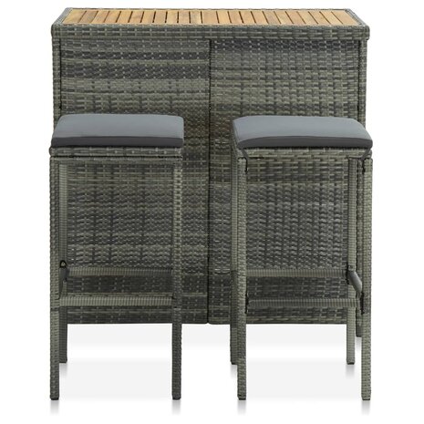 3-delige Barset poly rattan grijs