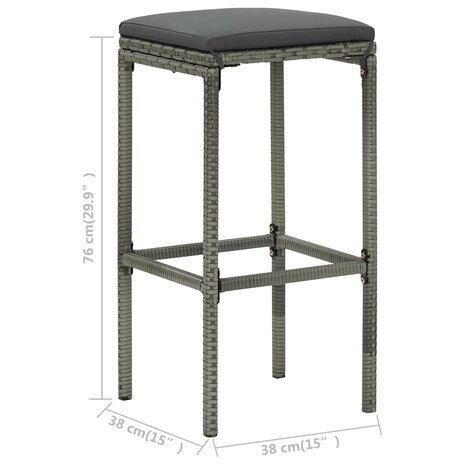 3-delige Barset poly rattan grijs