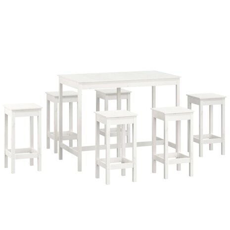 7-delige Barset massief grenenhout wit