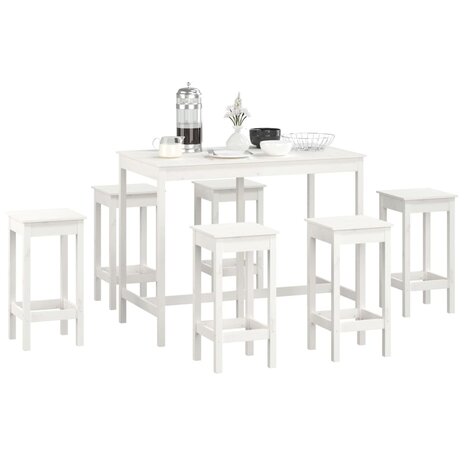 7-delige Barset massief grenenhout wit