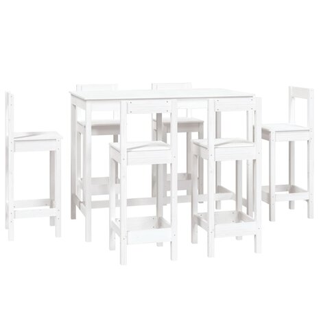 7-delige Barset massief grenenhout wit