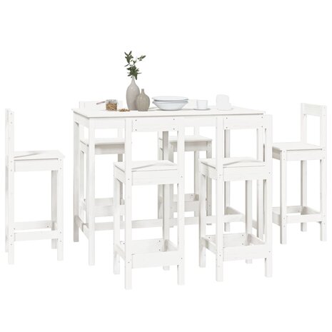 7-delige Barset massief grenenhout wit
