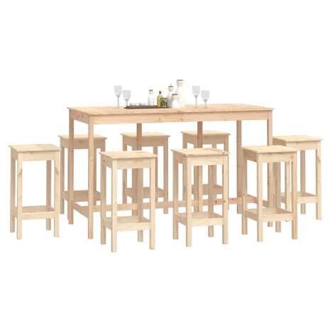 9-delige Barset massief grenenhout