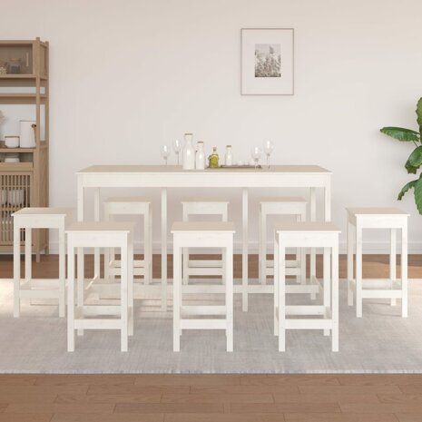 9-delige Barset massief grenenhout wit