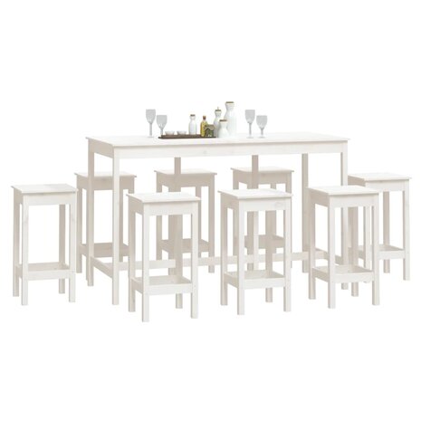 9-delige Barset massief grenenhout wit