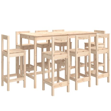 9-delige Barset massief grenenhout