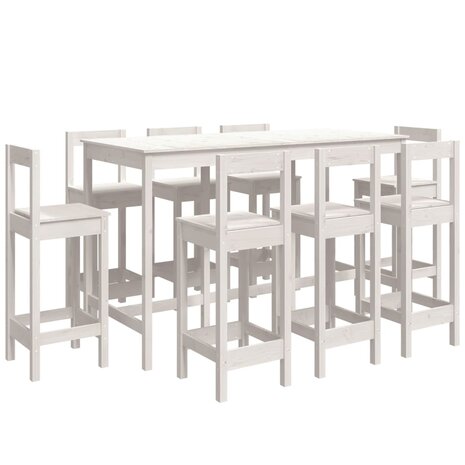 9-delige Barset massief grenenhout wit