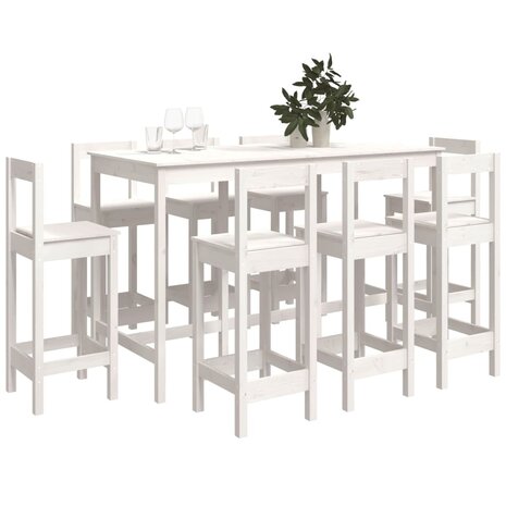 9-delige Barset massief grenenhout wit