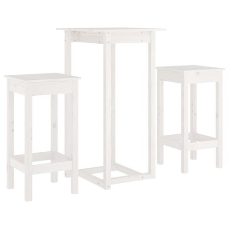 3-delige Barset massief grenenhout wit