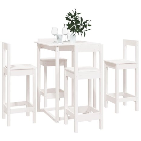 5-delige Barset massief grenenhout wit