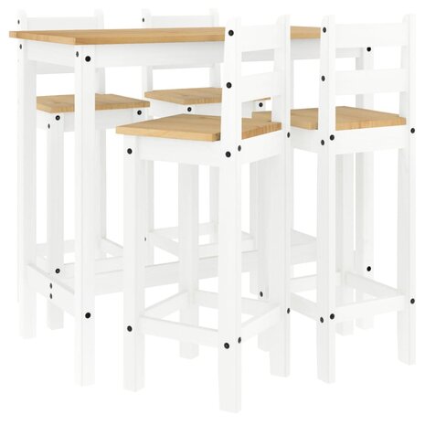 5-delige Barset massief grenenhout wit