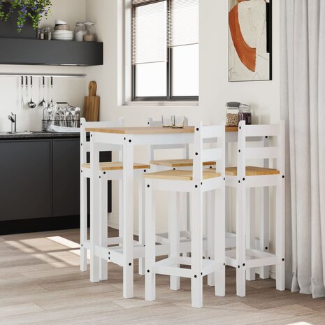 5-delige Barset massief grenenhout wit