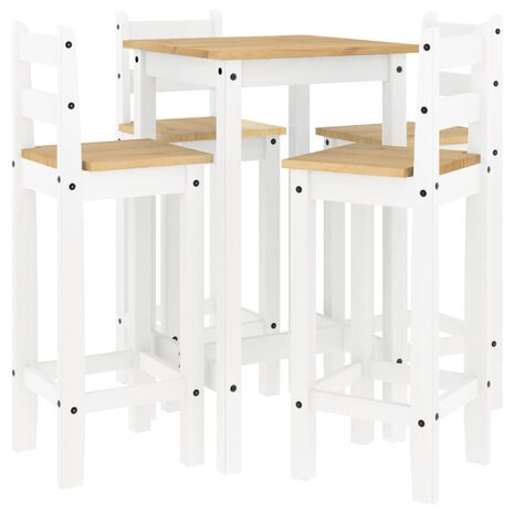 5-delige Barset massief grenenhout wit