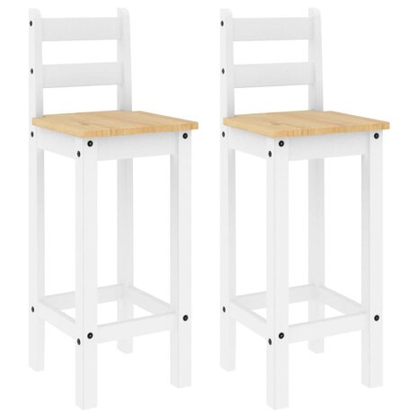Barstoelen 2 st massief grenenhout wit
