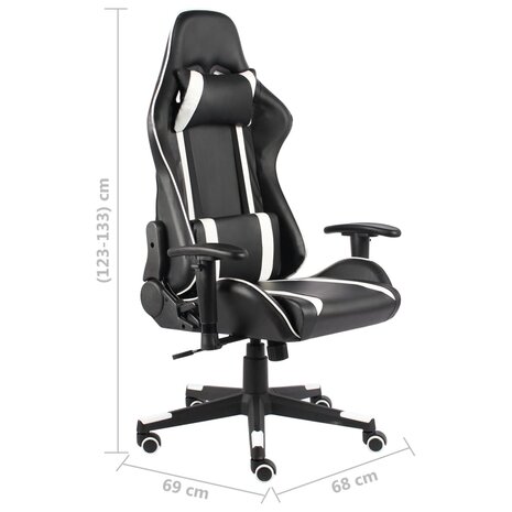 Gamestoel draaibaar PVC wit