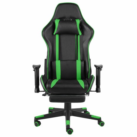 Gamestoel draaibaar met voetensteun PVC groen