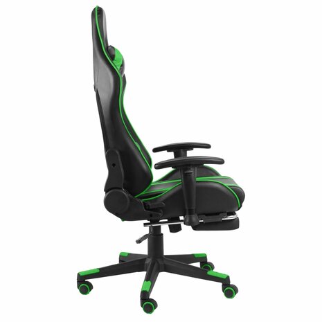 Gamestoel draaibaar met voetensteun PVC groen