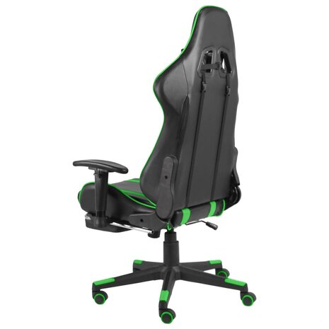 Gamestoel draaibaar met voetensteun PVC groen