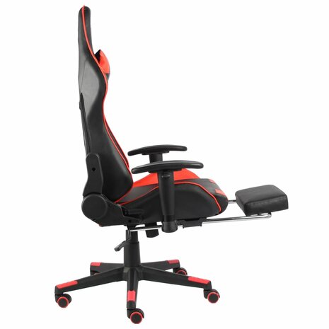 Gamestoel draaibaar met voetensteun PVC rood